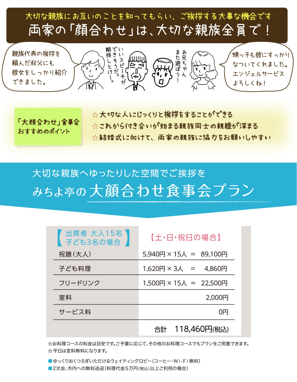 大顔合わせ食事会プラン